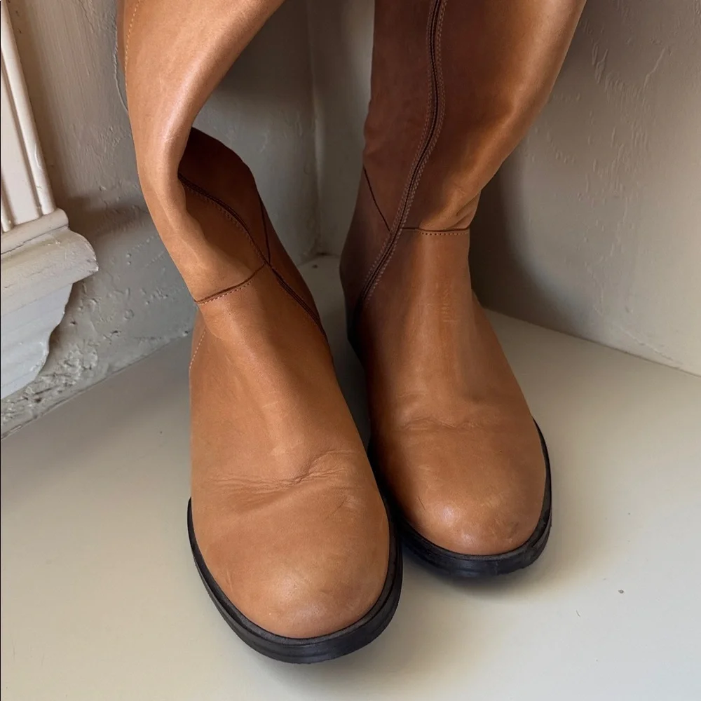 Duo Tan Leather Knee-High Boots